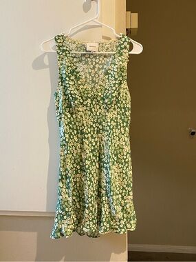 Reformation Green Floral Mini Dress